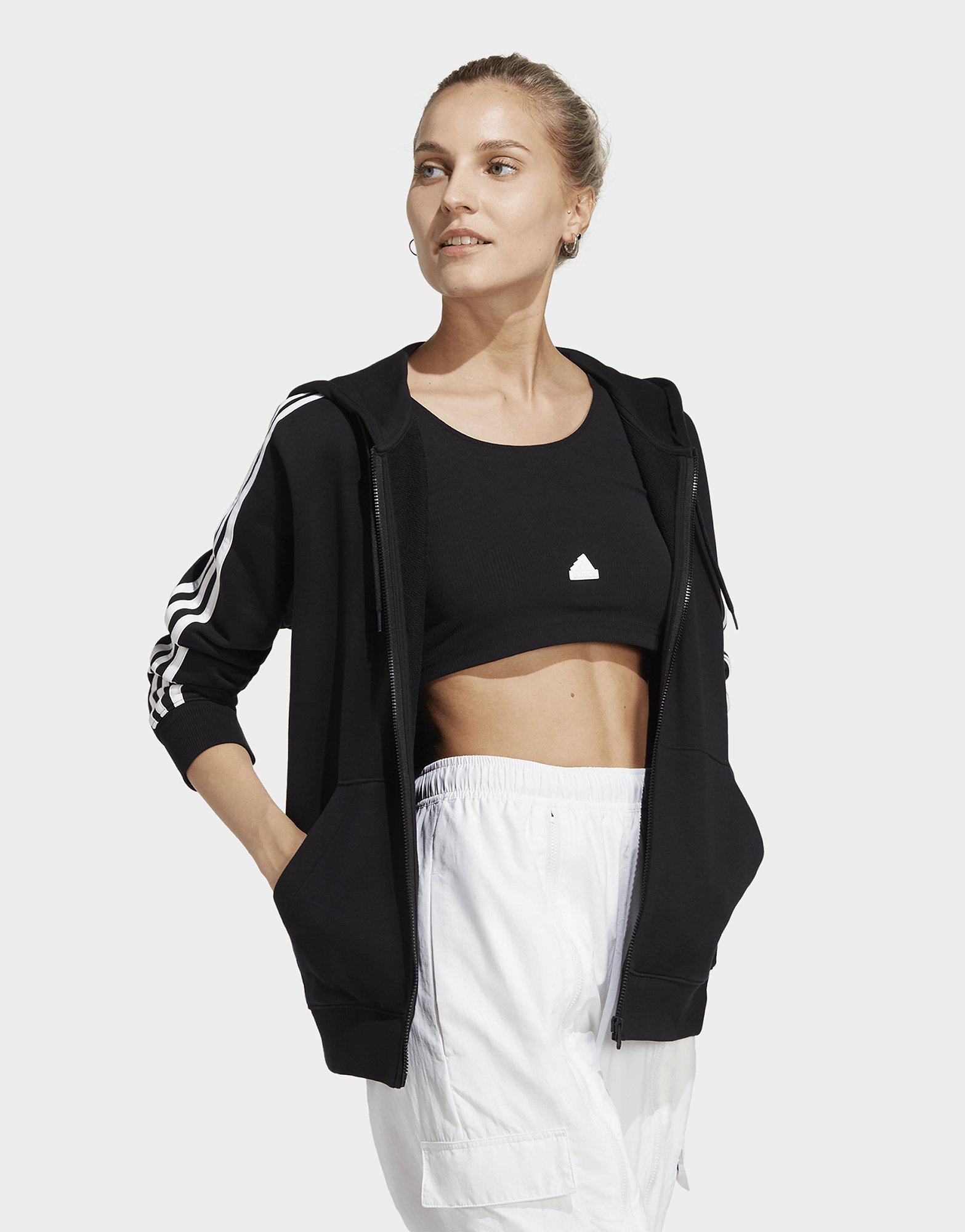 adidas Veste à capuche entièrement zippée en molleton à coupe standard Essentials 3-Stripes