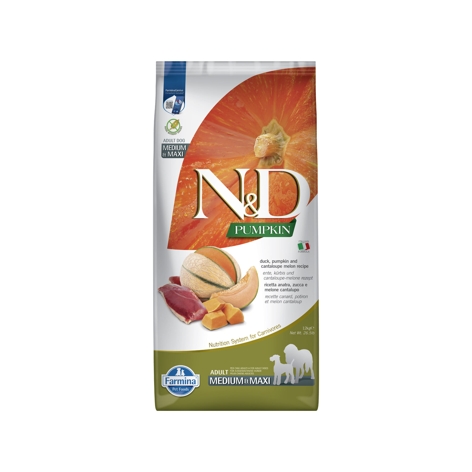Farmina N&D Pumpkin Eend en Meloen Adult Dog Medium & Maxi