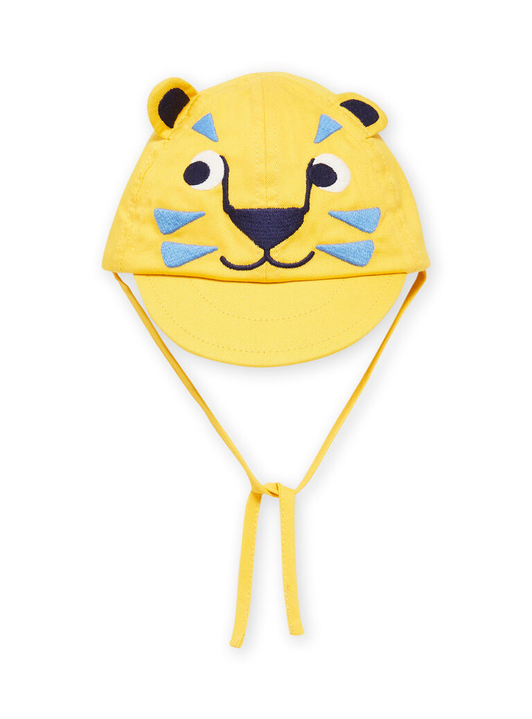 Casquette jaune safran à motif tête de tigre