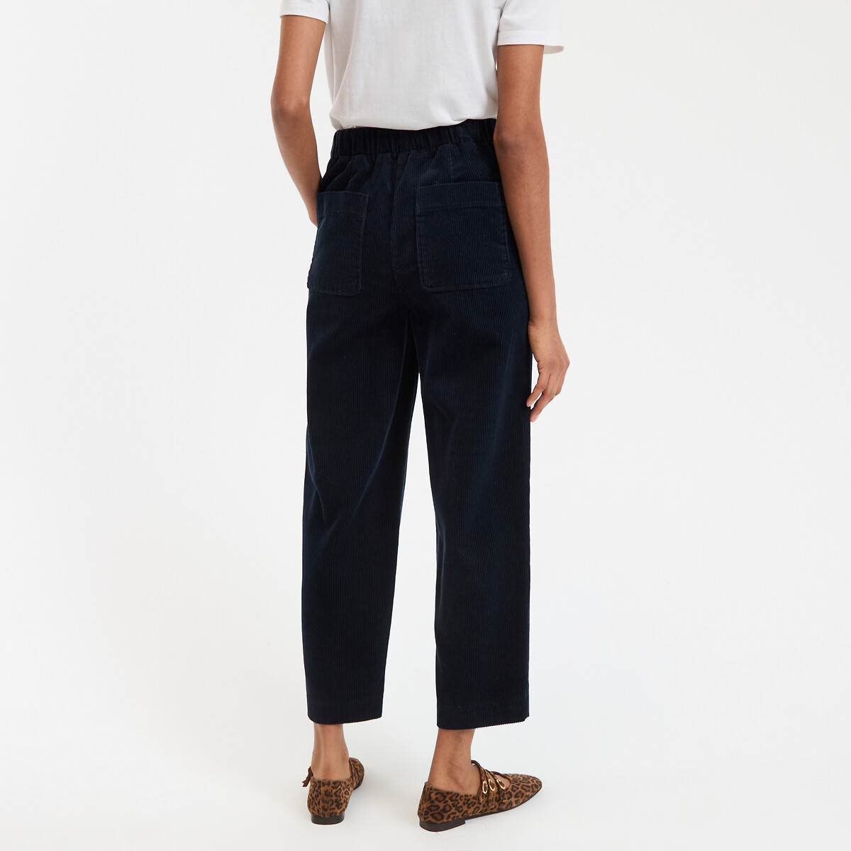 COLEÇÃO LA REDOUTE<br>Calças de veludo cotelê cor cenoura de cintura alta