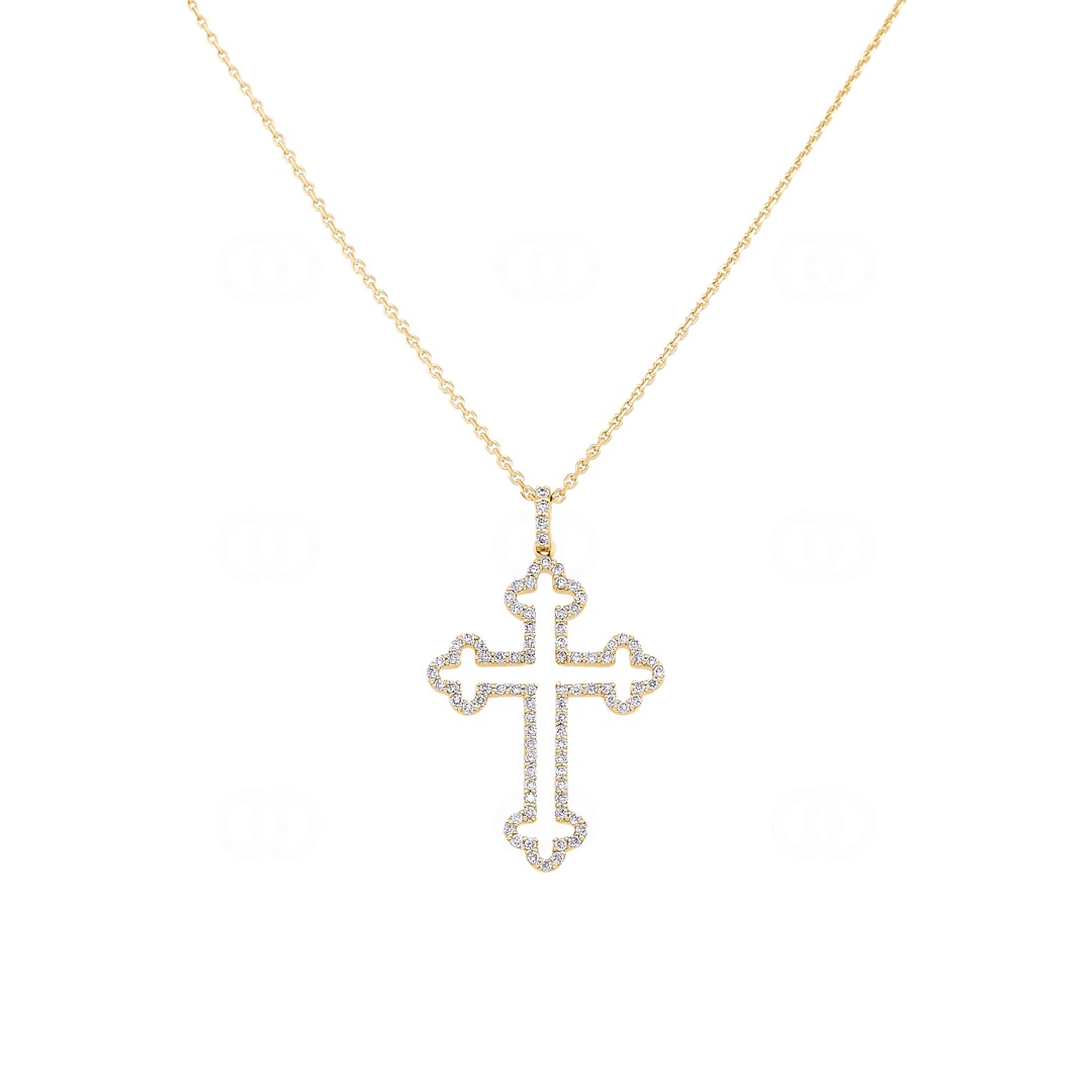 Collier mit Kreuzanhänger 750/18 K Gelbgold mit Diamanten 0.31 ct H/si