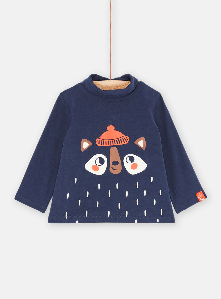 Sous-pull bleu neptune à col montant pour bébé garçon