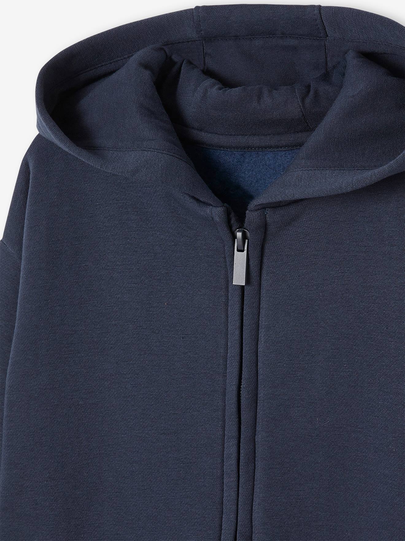Moletom com zíper personalizável para meninos, azul escuro