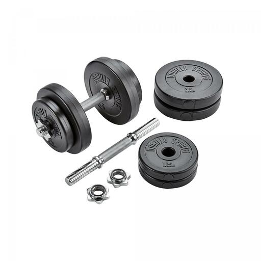 Conjunto de pesos Gorilla Sports de 60 kg com halteres e barra.
