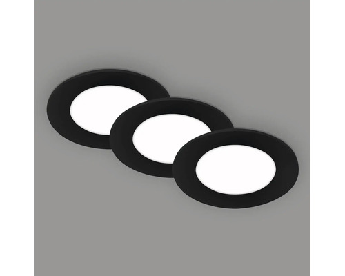 LED inbouwspots set, 3-delig, IP65, 3x3W, 3x350 lm, 4000 K, zwart, Ø 8,6/6,8 cm, 230V