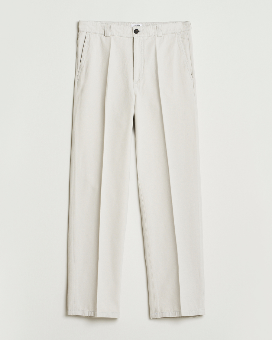 Filippa K Cotton Chino Trousers Chalk Grey