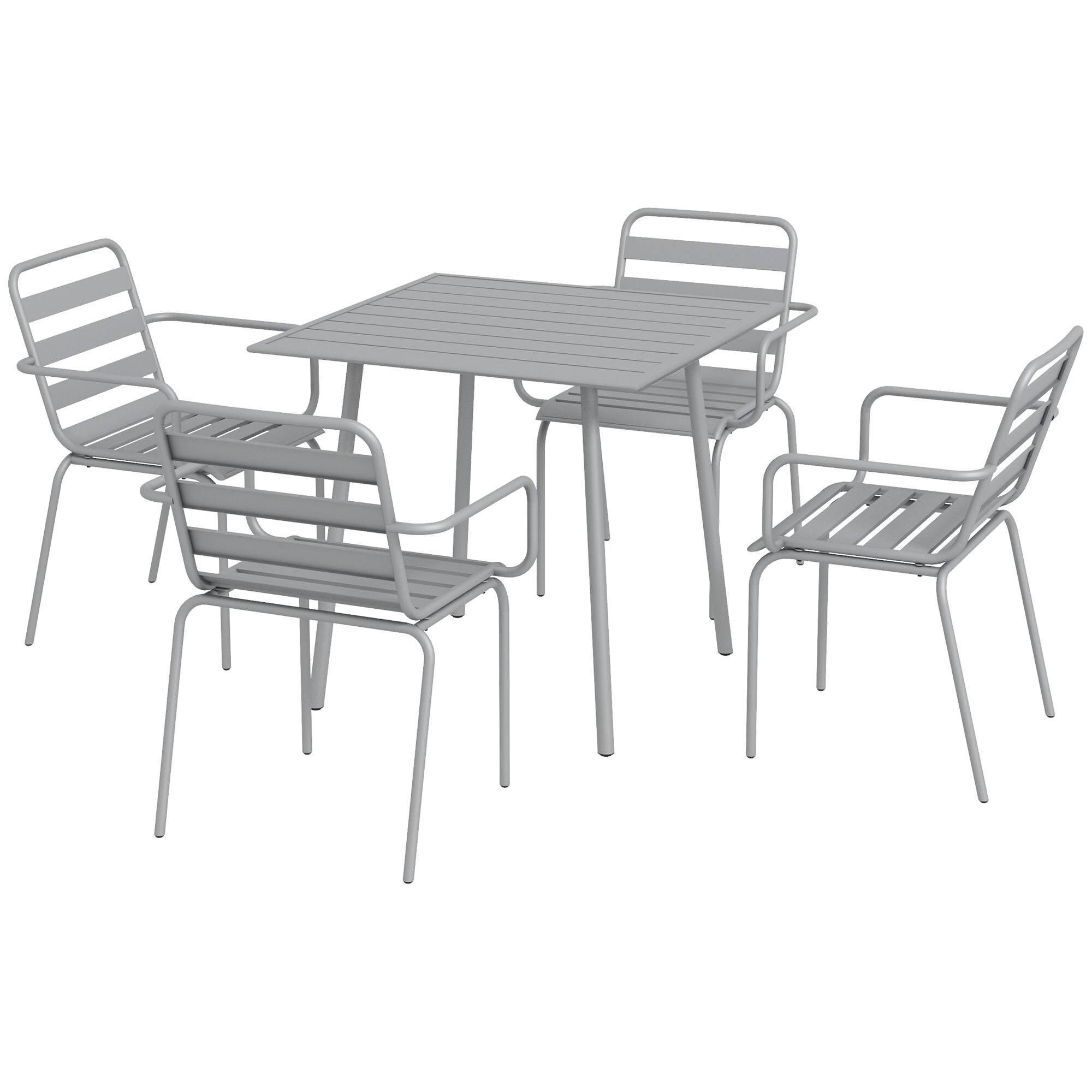 Outsunny Sitzgruppe mit 4 Stühlen grün 80B x 80T x 74H cm