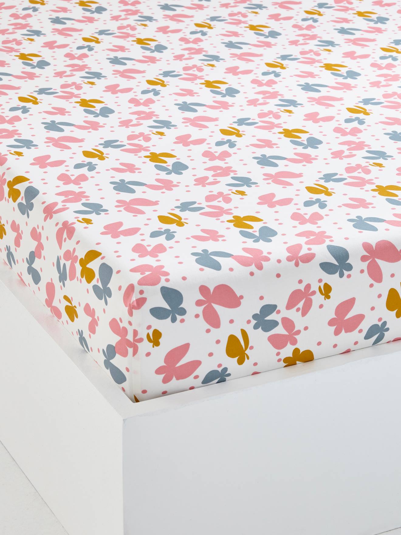 Lençol de elástico infantil, estampa rosa Fly