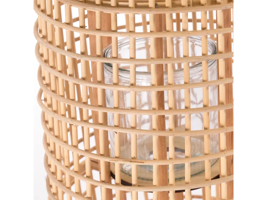 LANTERNE Iva | Couleurs naturelles | avec insert en verre | chandelier | lampadaire | lampe en bambou | lanterne | porte-bougie | luminaire