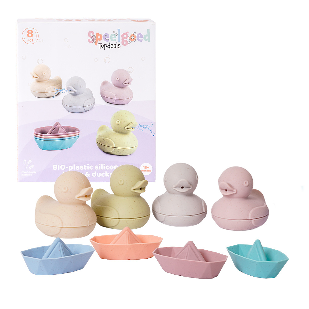 Speelgoedtopdeals BIOplastic Badeendjes met bootjes pastel 8-delig
