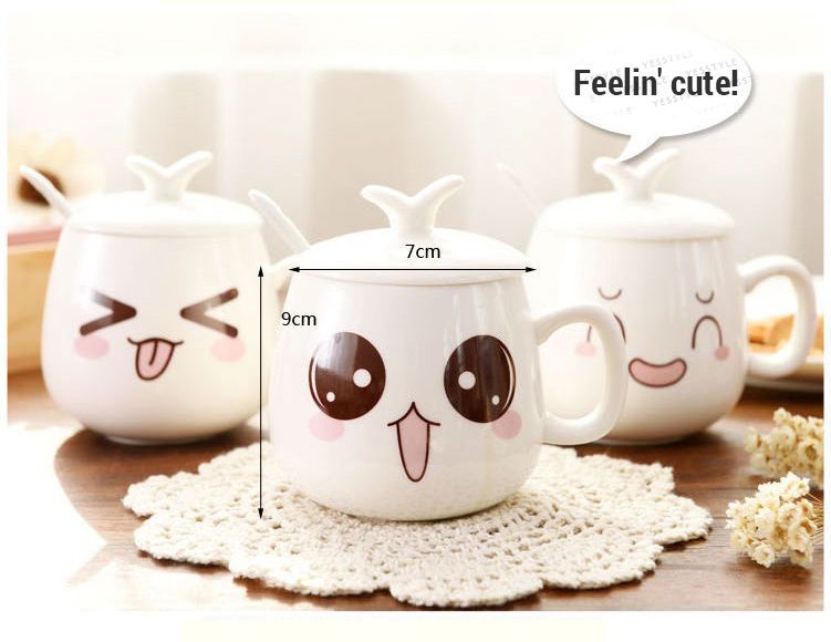 Baburu - Emoji Beker / Deksel / Lepel (Set of Individueel Stuk)