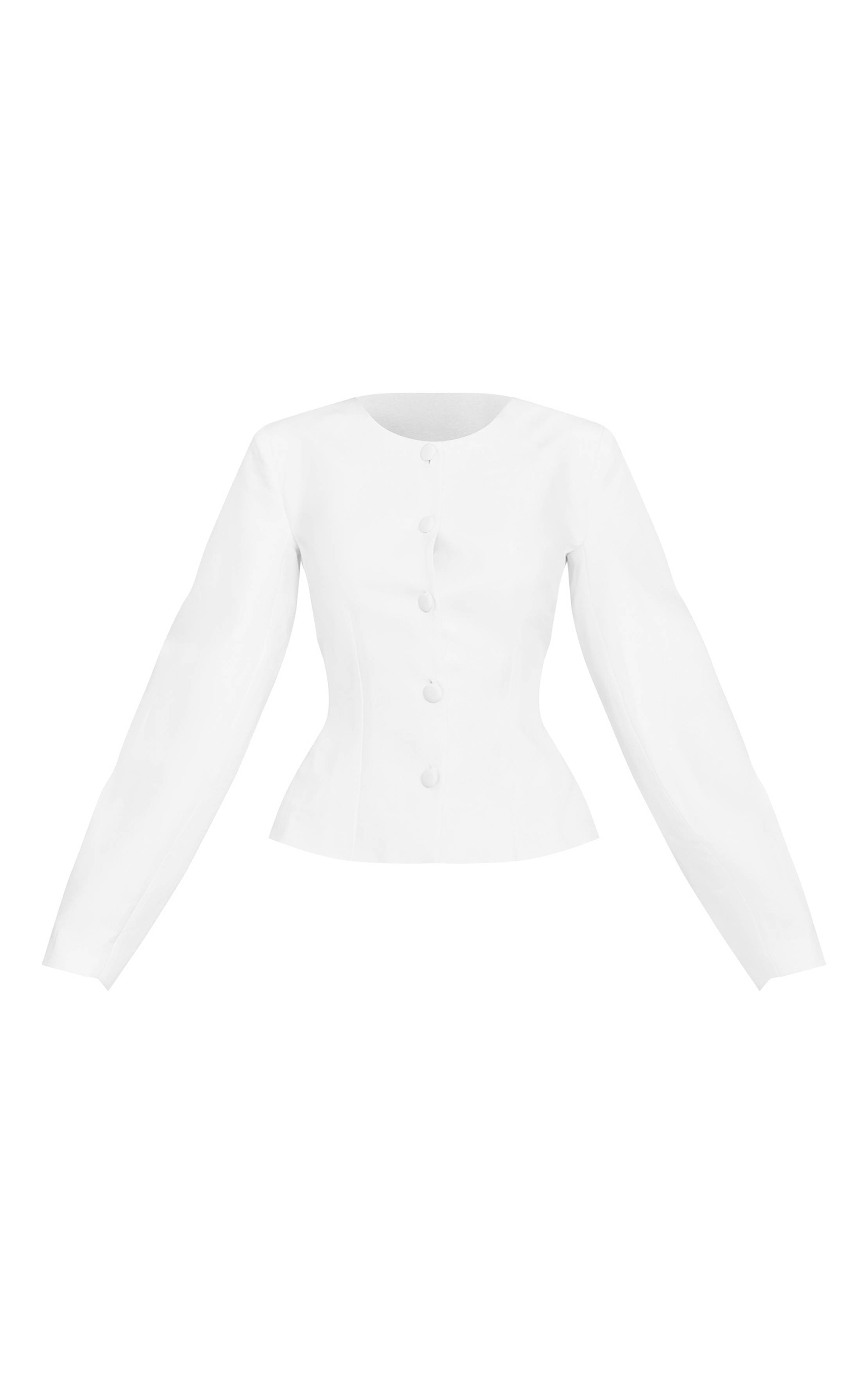 Blanc Blazer Petite À Taille Cintrée Et Manches Cocon Avec Boutonnage