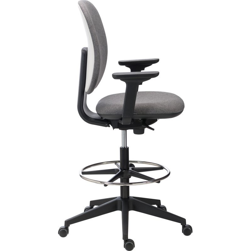 Chaise de bureau Alia tissu anthracite - dossier bas - avec ou sans accoudoirs - mécanisme Synchrone - pieds noir - repose pieds