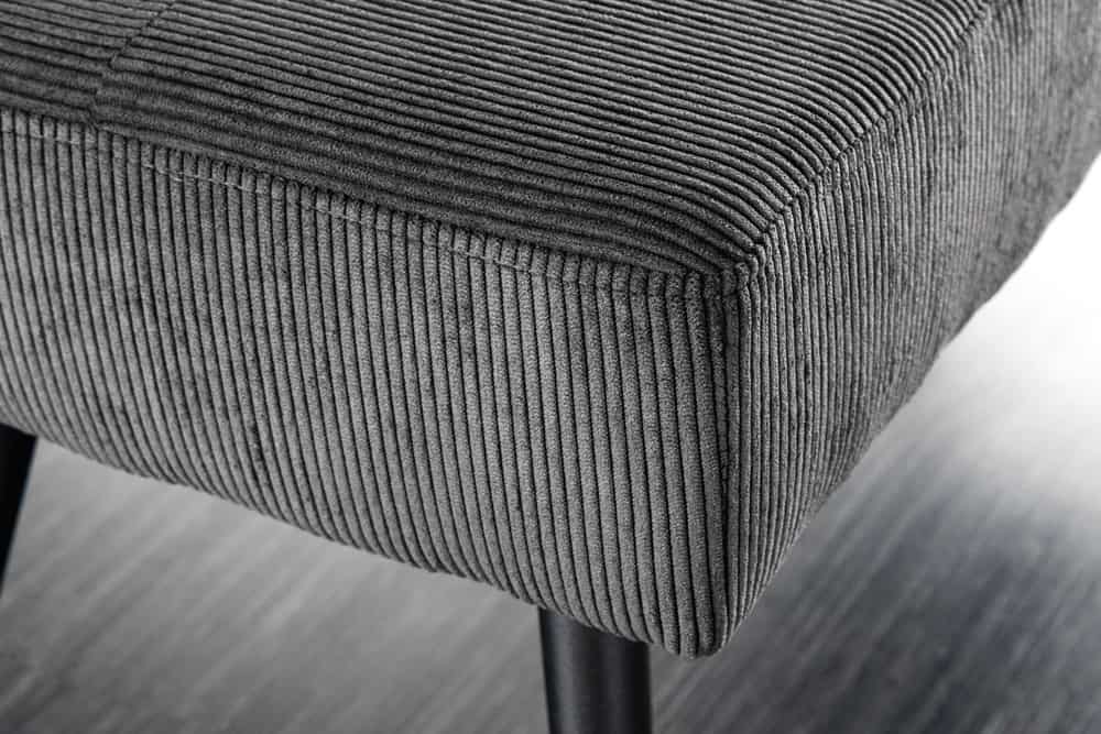 Design Sitzbank BOUTIQUE 100cm dunkelgrau Cord schwarze Metallbeine