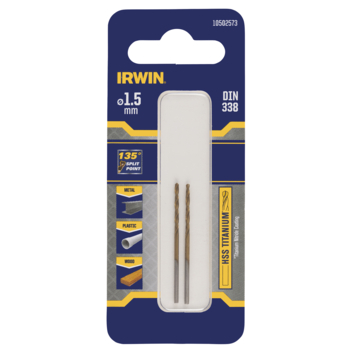 Irwin titanium metaalboor Ø15 mm 2 stuks