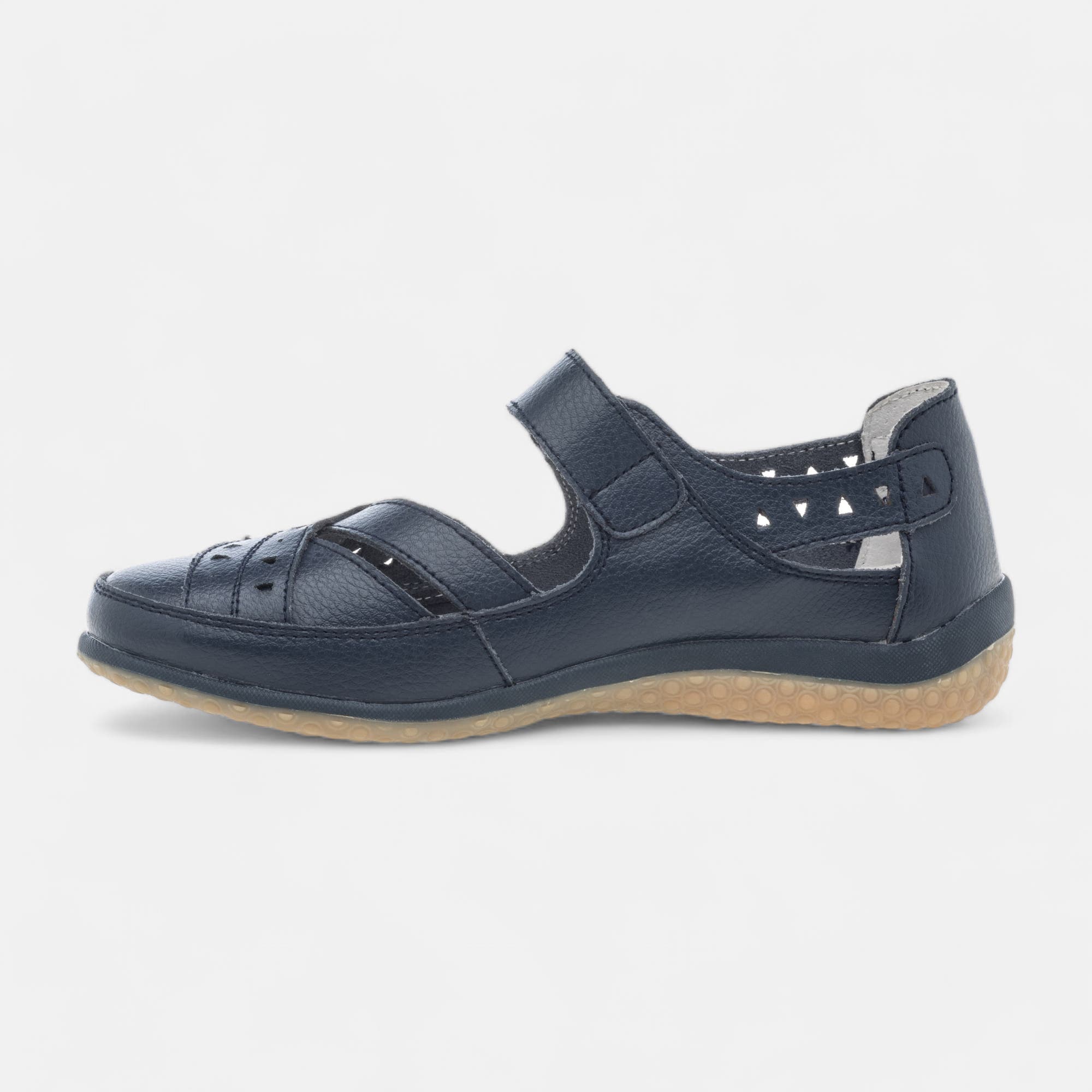 Escarpins pieds sensibles Femme en cuir bleu marine