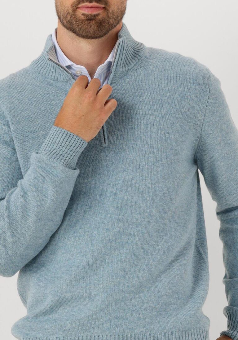 lichtblauwe gran sasso trui mock zip