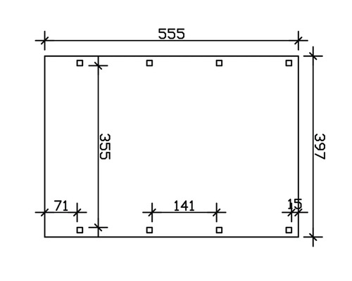 SKAN HOLZ Friesland Caravan enkele carport inclusief aluminium dakpanelen en H-paalankers, 397 x 555 cm, grijs