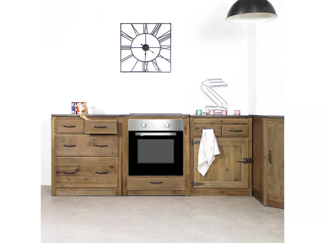 Meuble bas de cuisine pour four et plaques de cuisson Champêtre