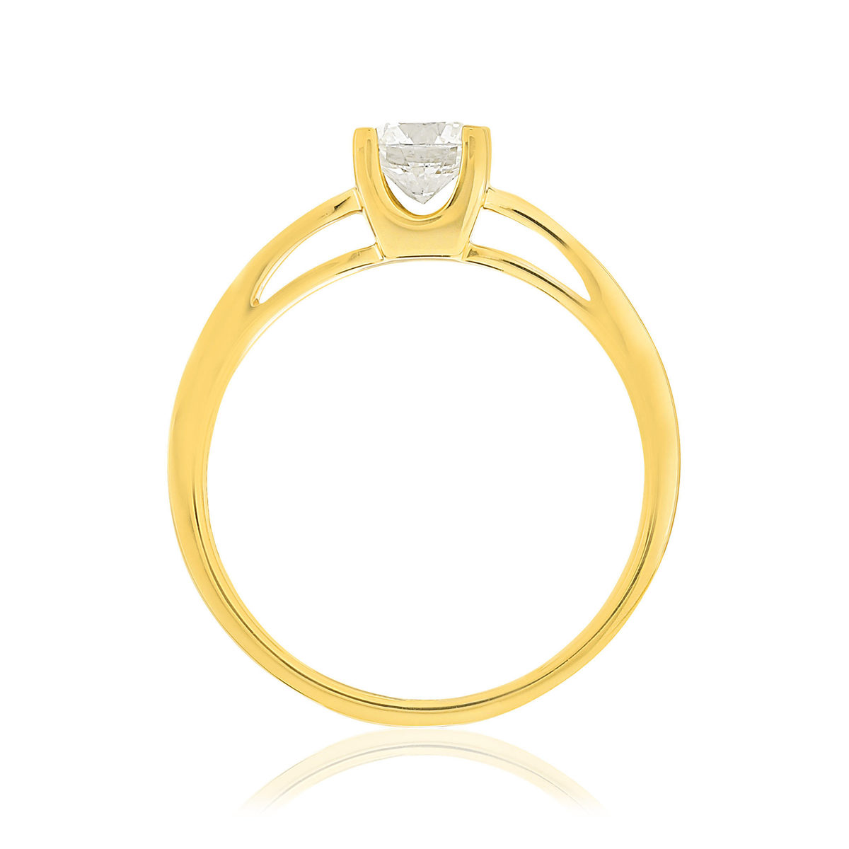 Solitaire or jaune 750 diamant synthétique 0,5 carat