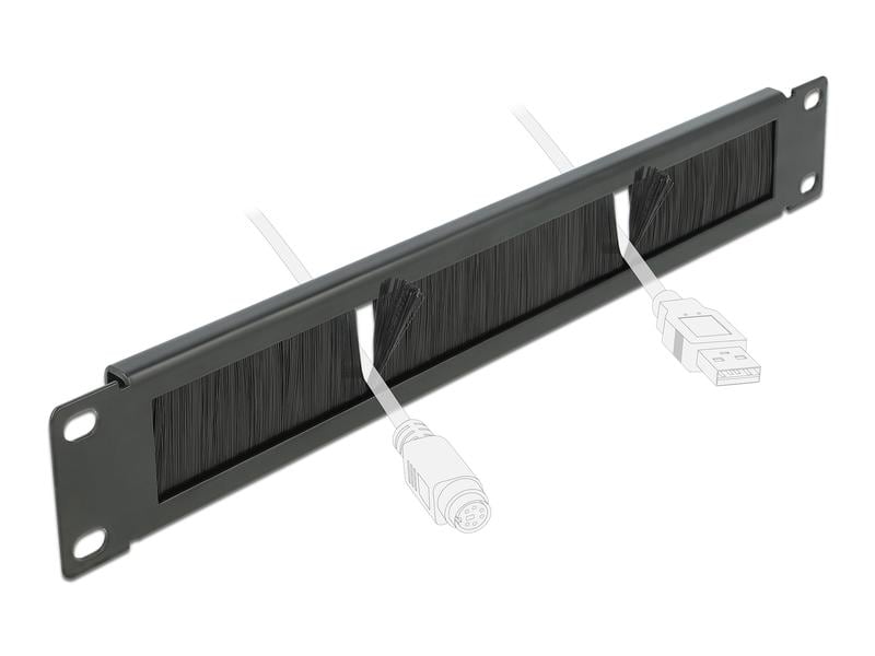 Delock Bürstenleiste 1HE , Schwarz Delock 19″ Kabelmanagement Bürstenleiste 1 HE schwarz