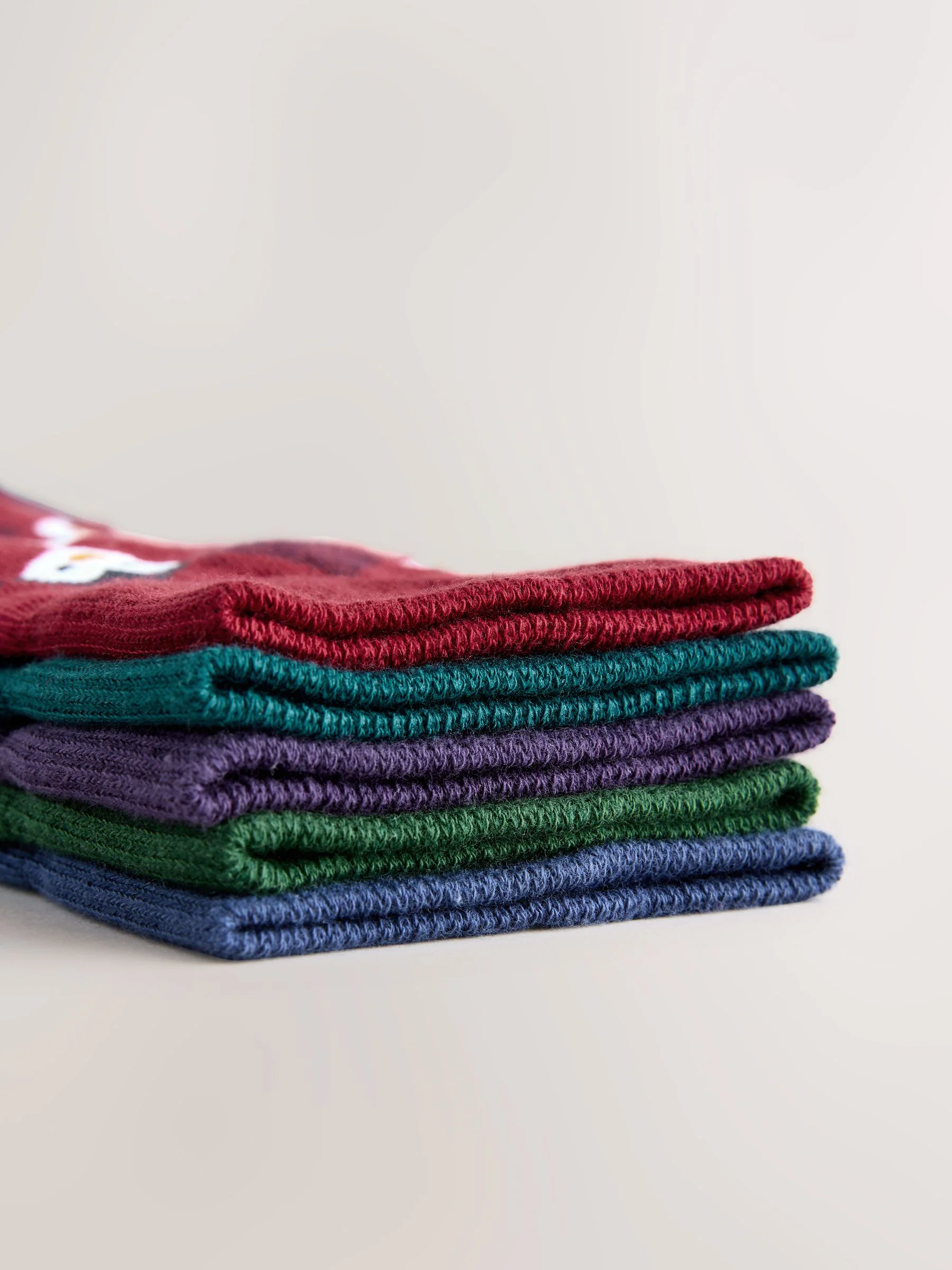 Rood/blauw/groen argylepatroon - 5 pack sokken met kerstpatroon
