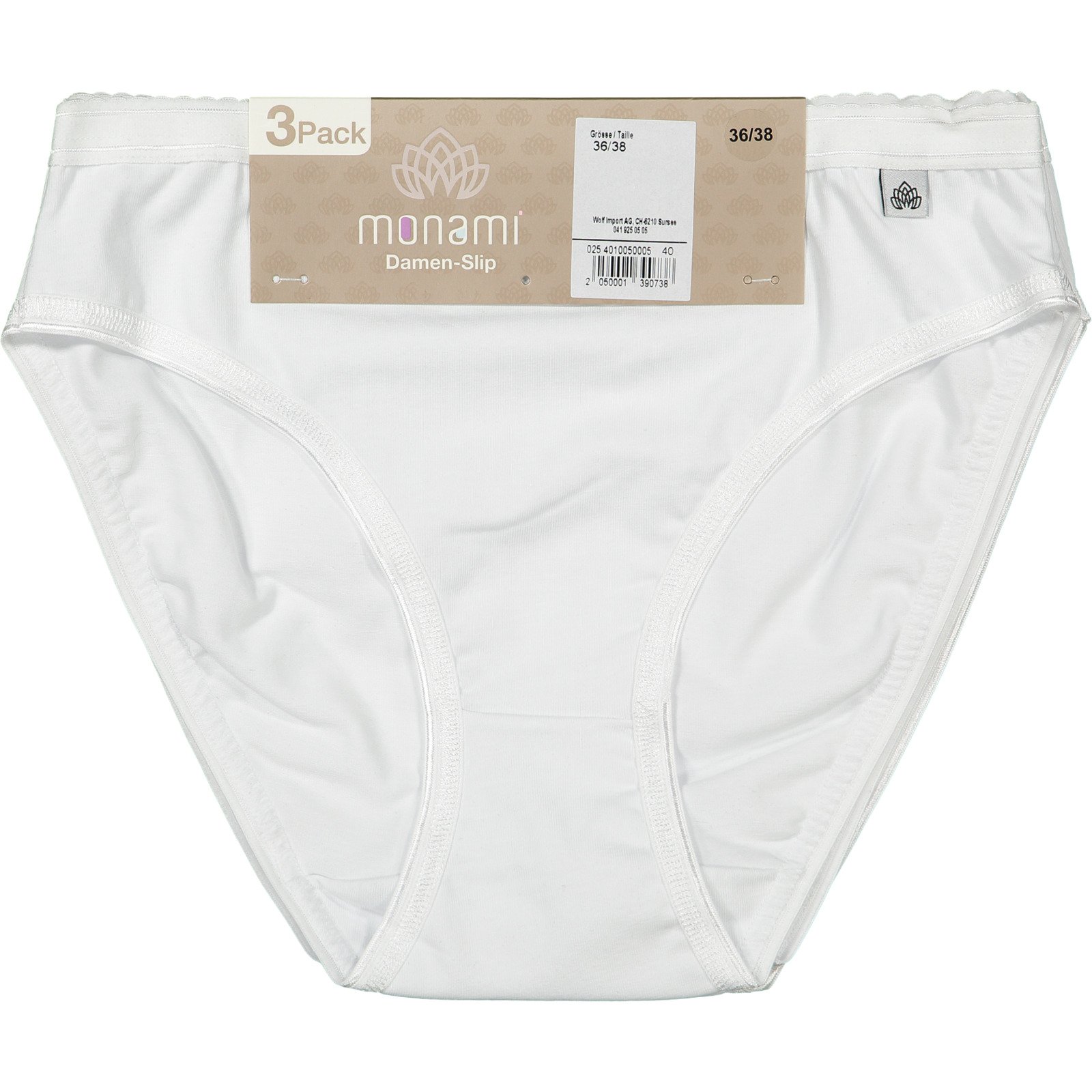 Damen-Slip Bikini, 3er-Pack weiss
