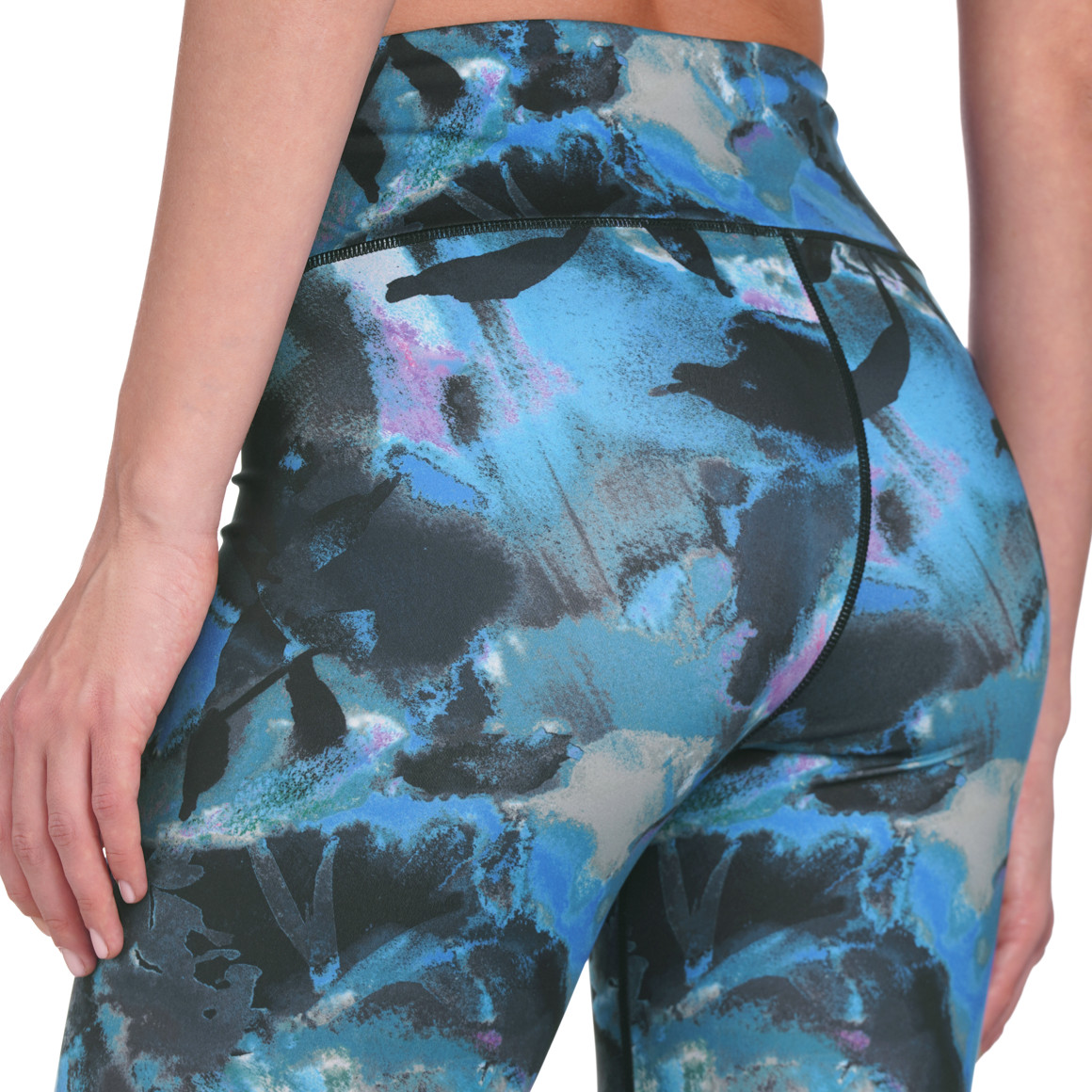 Gina Sports Damen Yoga-Leggings mit Allover-Print schwarz / blau / lila