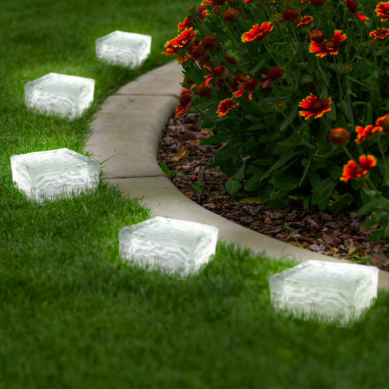 Pratik Garden 8 Pavés solaires LED transparents - 10x10x5 cm