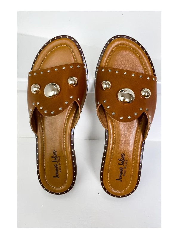Jeunes et Jolies - Mules Cuir Naples Camel