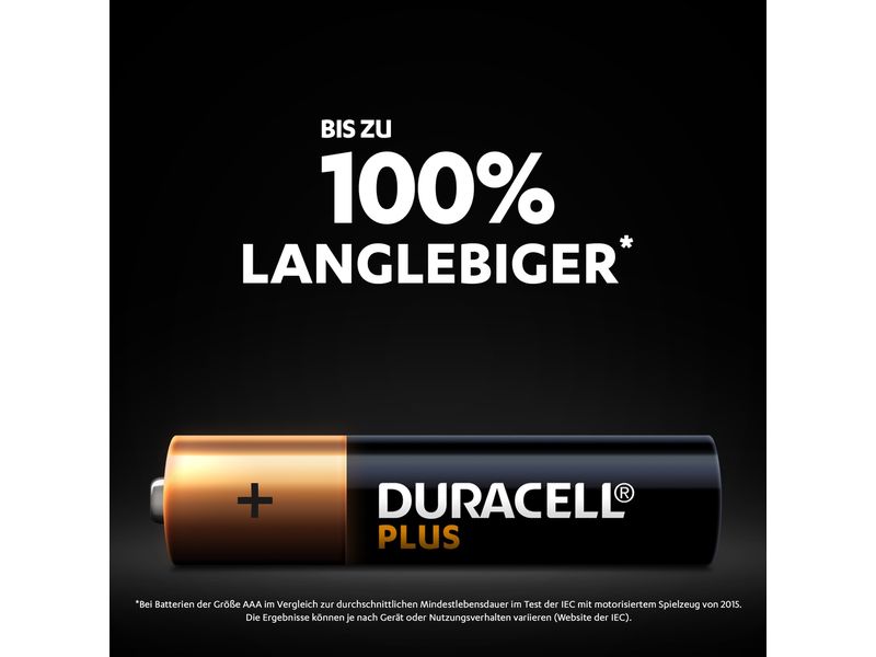 Duracell Batterie Plus Power AAA , 4 Stück AAA/LR03, 4 Stück
