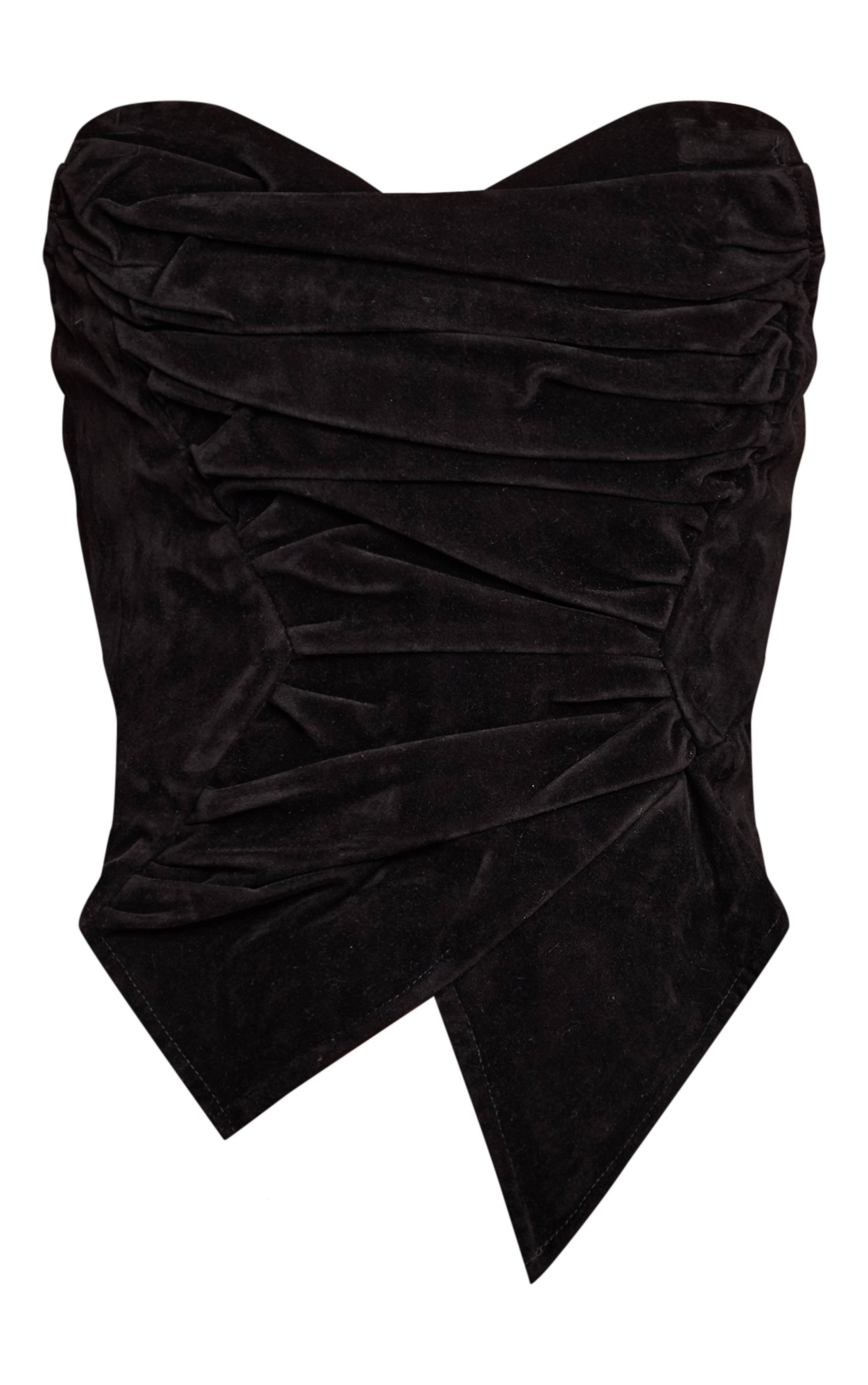 Noir Corset En Synthétique À Ourlet Asymétrique Pointu