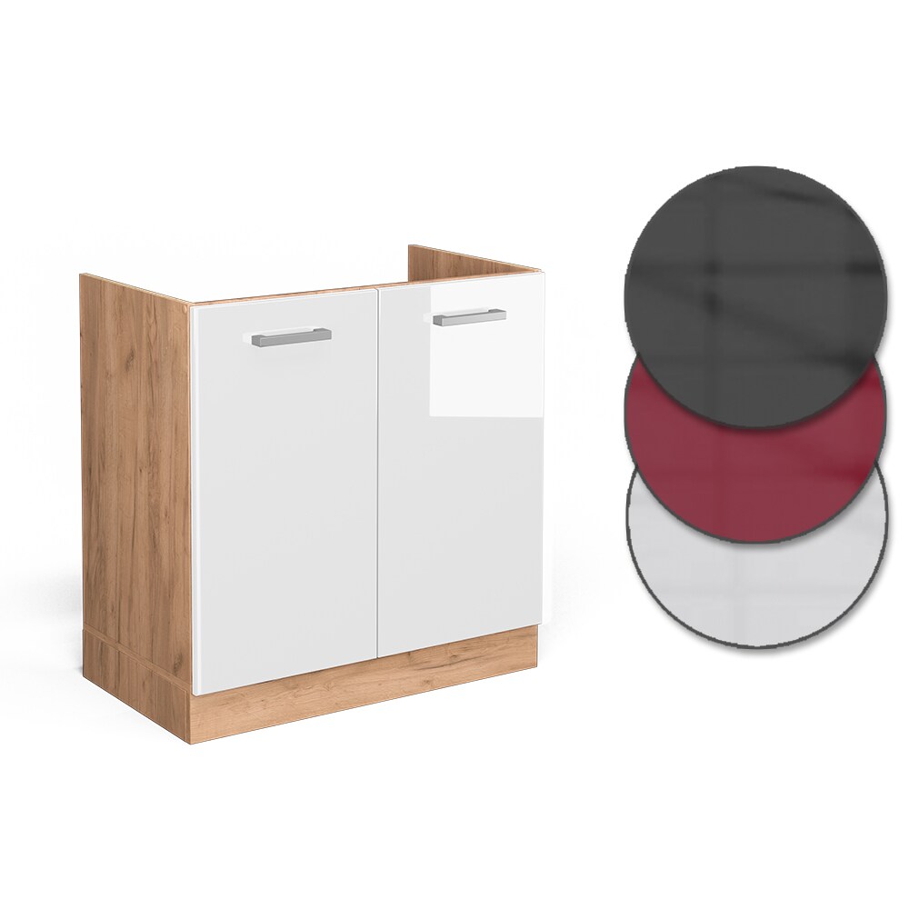 Vicco Spülenunterschrank Küchenschrank Küchenzeile R-Line 80 cm Goldkraft Weiß