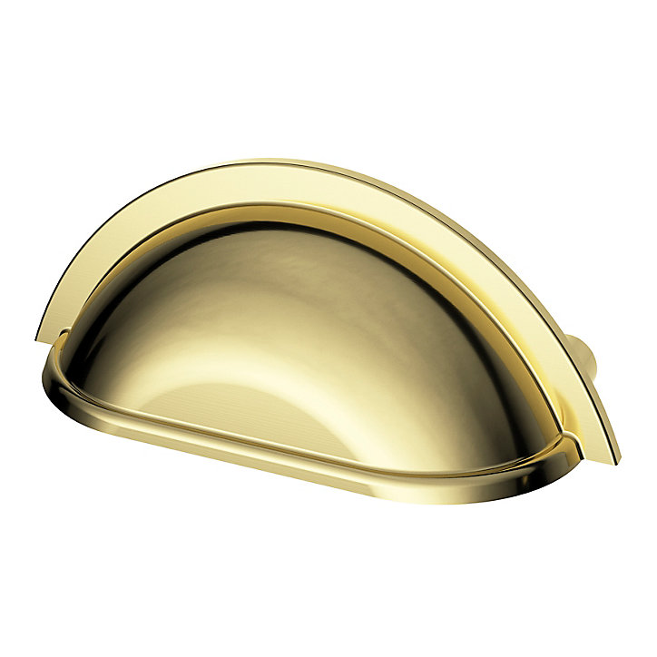 Lot 6 poignées de meuble demi-ronde GoodHome Govlin effet laiton doré l.81mm x l.30mm x H. 30mm entraxe 64mm