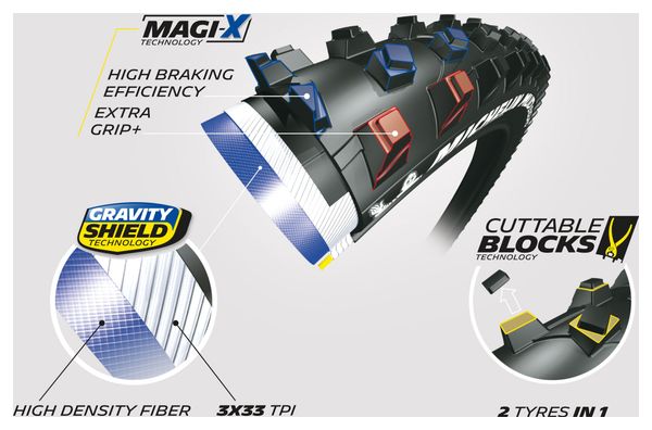 Pneu VTT Michelin Mud Enduro Competition Line 27.5 Tubeless Ready Souple Gravity Shield Magi-X E-Bike