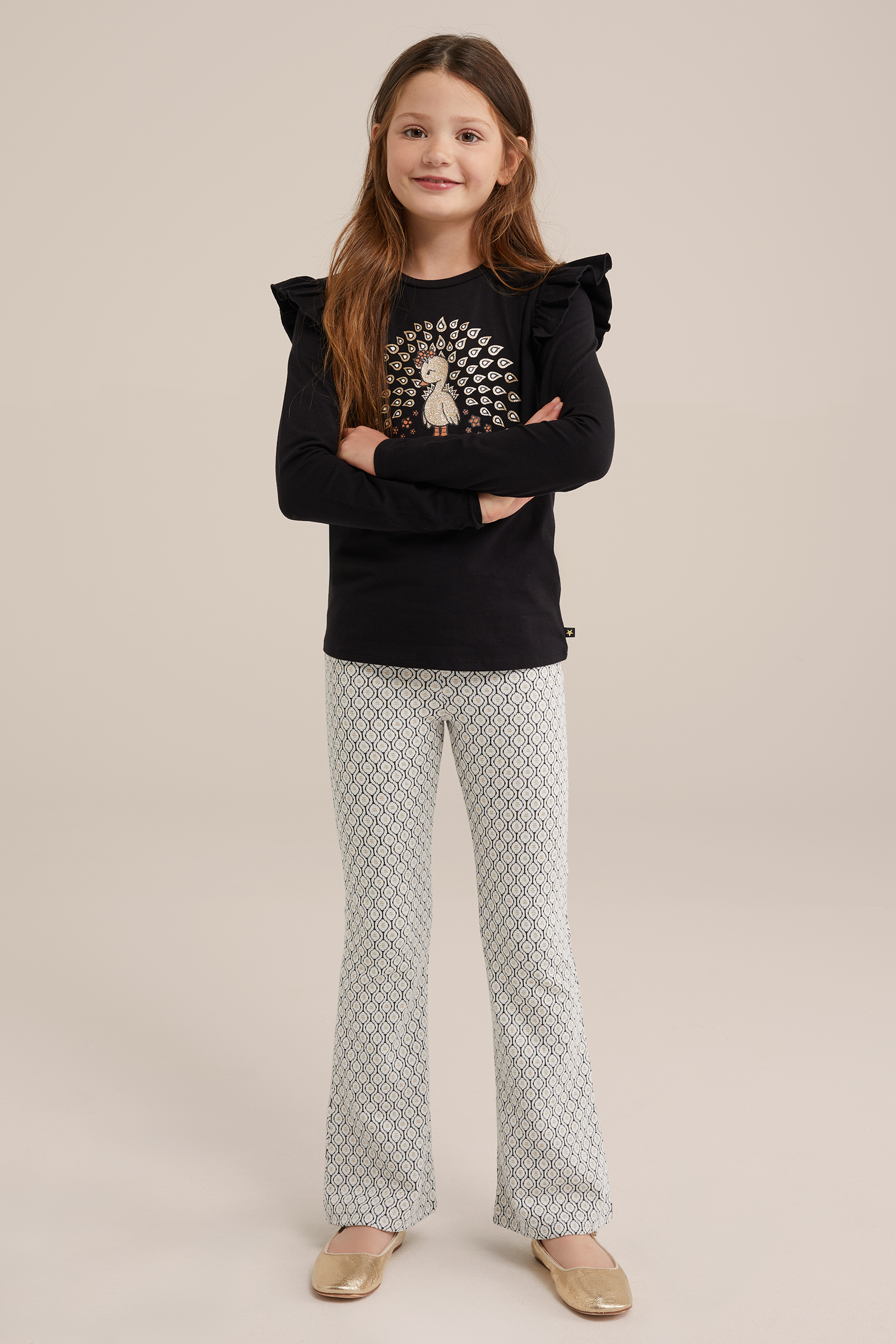 Meisjes T-shirt met opdruk WE Fashion Zwart