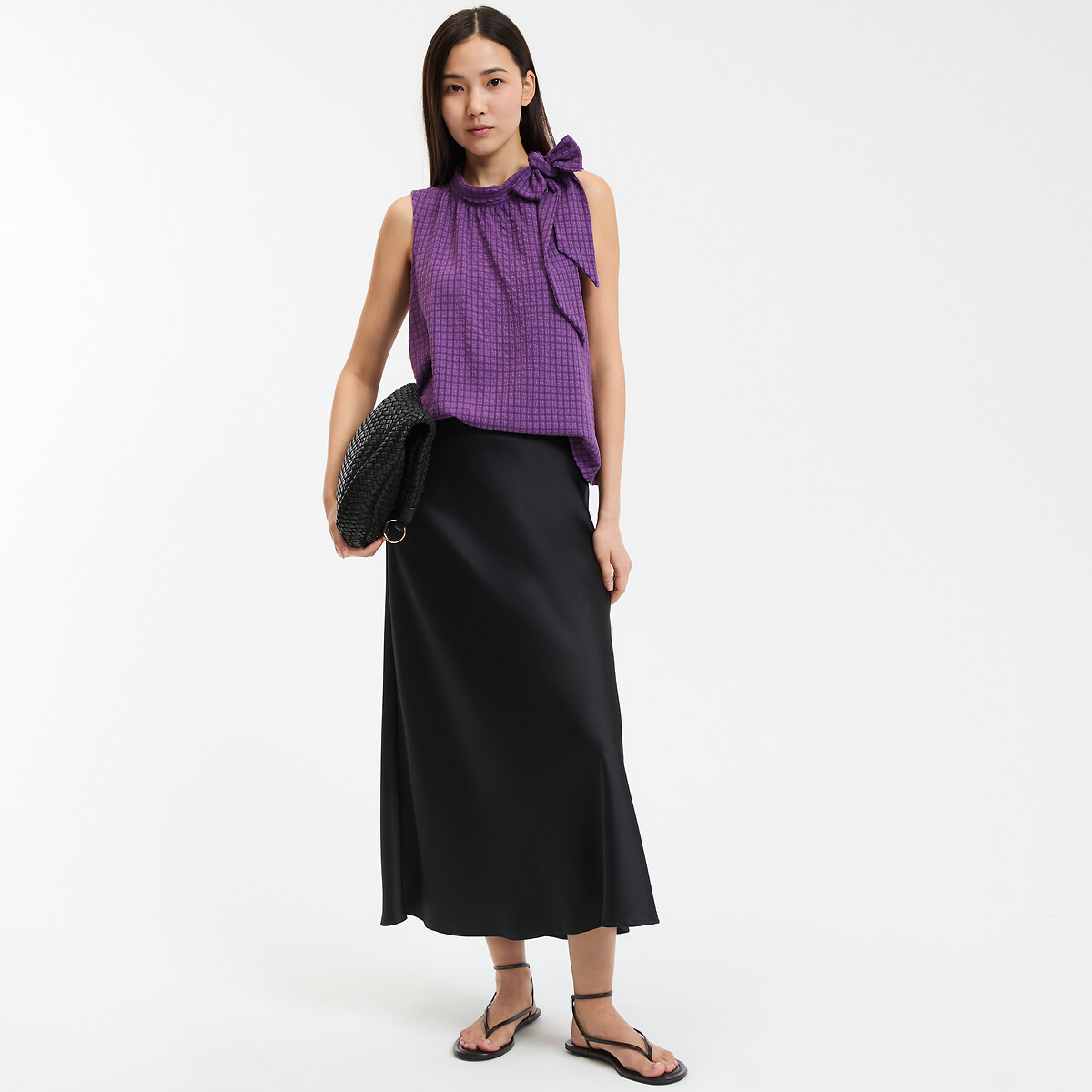 COLEÇÃO LA REDOUTE<br>Camisa sem mangas, gola alta, xadrez