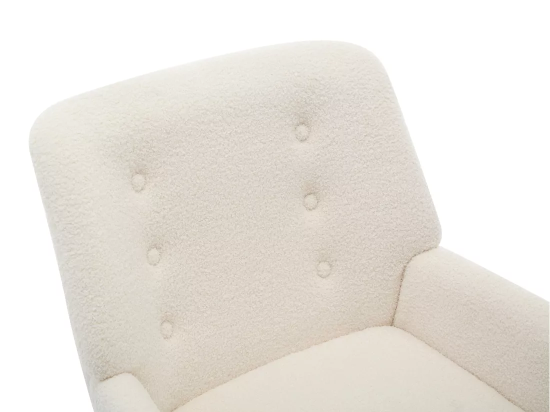 Fauteuil en tissu bouclette blanc SERINO