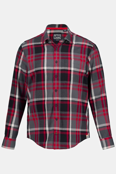 STHUGE Karohemd, Langarm, Flanell, Modern Fit, Kentkragen, Rücken Print, bis 8 XL