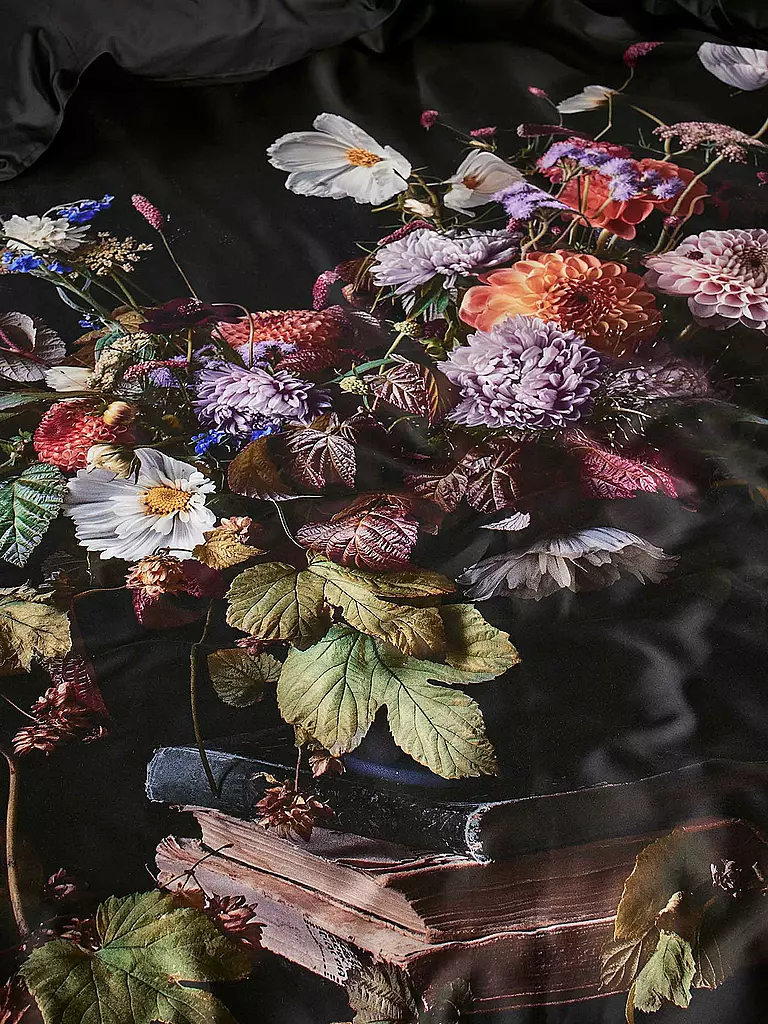ESSENZA Satin-Bettwäsche BOUQUET 70x90cm/140x200cm Anthracite grau