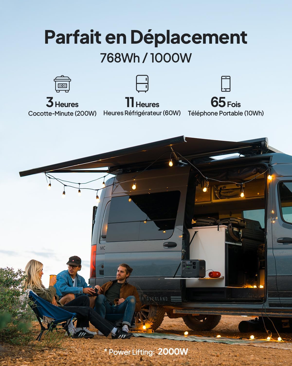BLUETTI AC70 Générateur Électrique Portable avec 200W Panneau Solaire(Livré Séparément), LiFePO4 de 768Wh Charge Rapide de 45 Min de 0 à 80%, 2 Sorties CA de 1000W (2000W Pic) pour Voyage, Camping