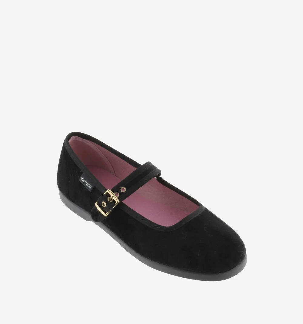 GONG-FU BALLERINE VELOURS Ballerines femme NEGRO