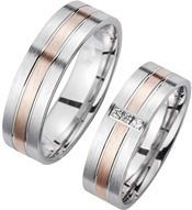 Trouwringen rood en witgoud met Diamanten breedte 6 mm