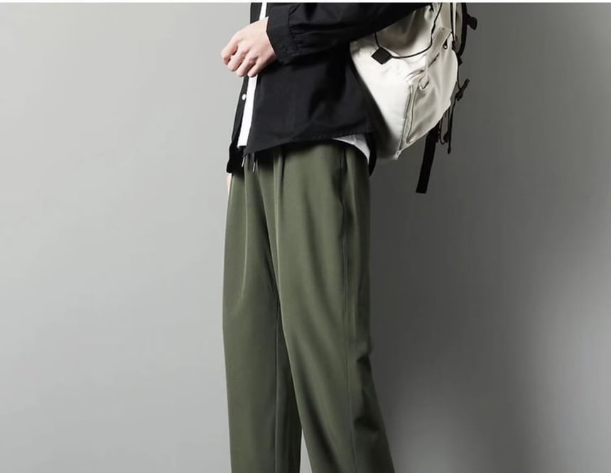 Blueforce - Effen cropped, taps toelopende broek met trekkoord in de taille