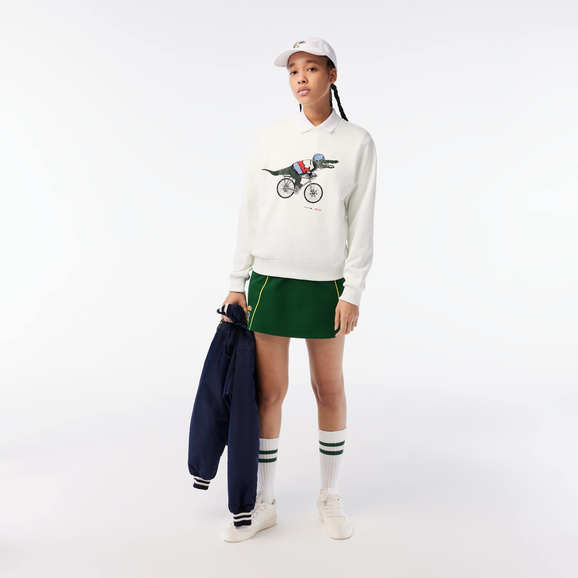 Sweatshirt femme Lacoste x Netflix loose fit molleton de coton biologique Sweatshirts - Blanc - Lacoste - Femme