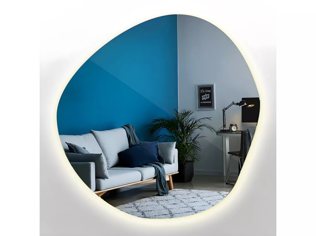 Beau grand miroir LED irrégulier pour la chambre 100 cm - lumière chaude