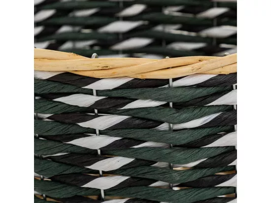 Panier en bois et corde de papier vert D25x14,5