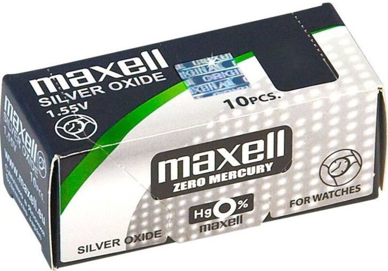 Maxell - 395 SR 927 SW - Horlogebatterij - Zilver - 1.55V, Diameter 9.5mm, Hoogte 2.7mm