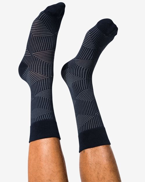 chaussettes hommes 1 paire rayures graphiques bleu foncé