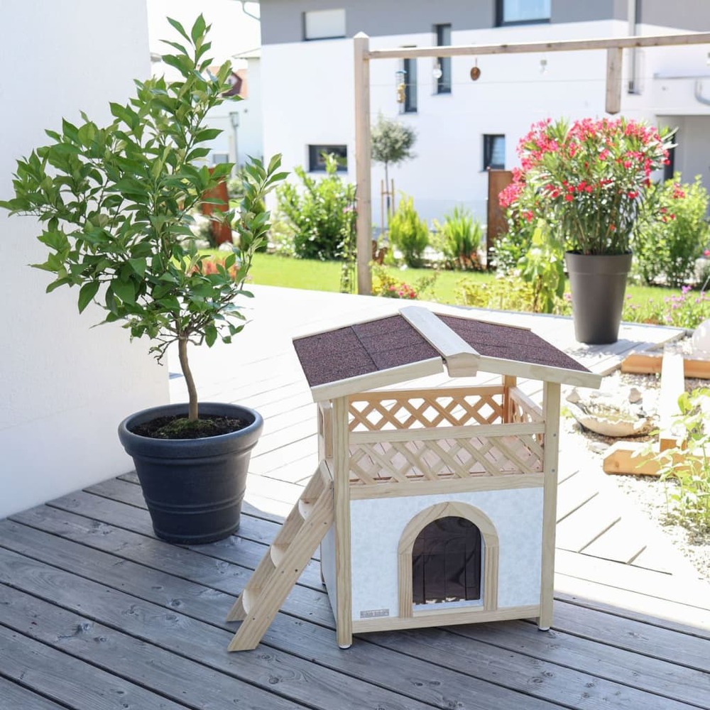 Maison pour chats tyrol alpin 88x57x77 cm marron clair